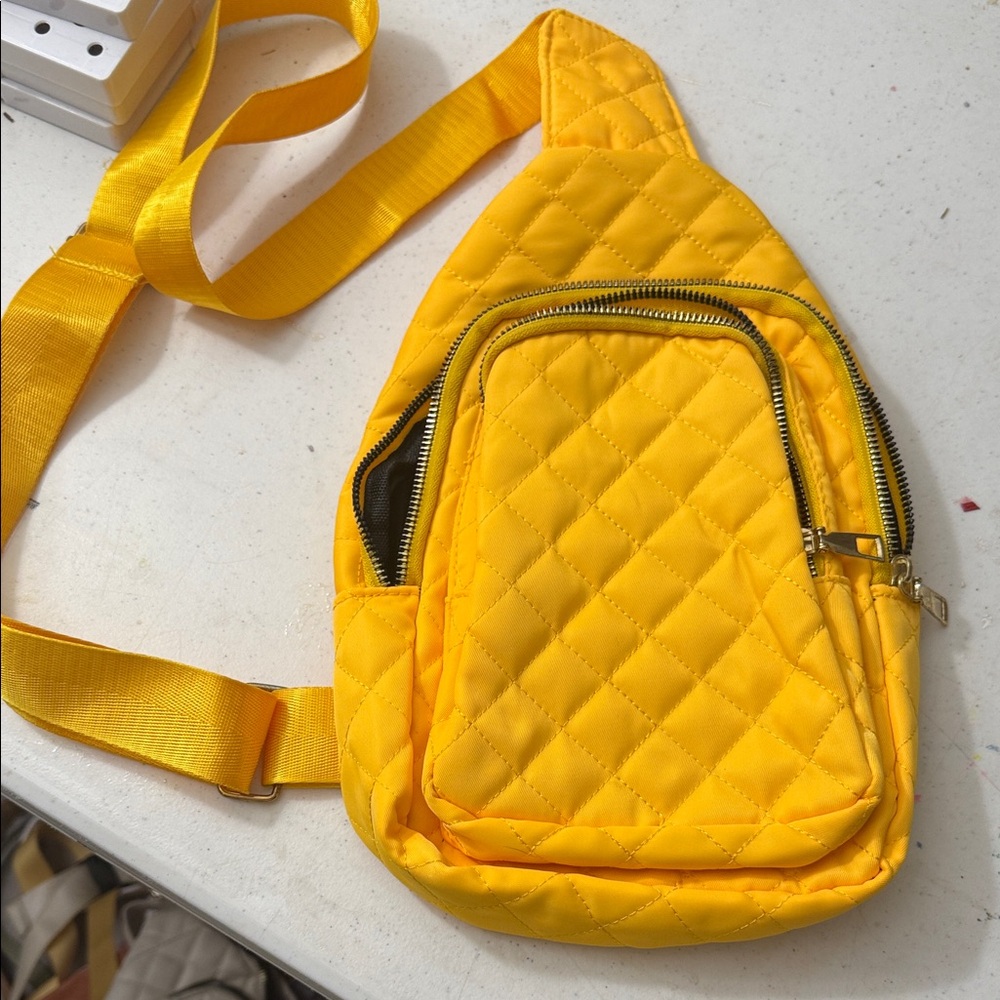 Quilted Yellow Sling Bag